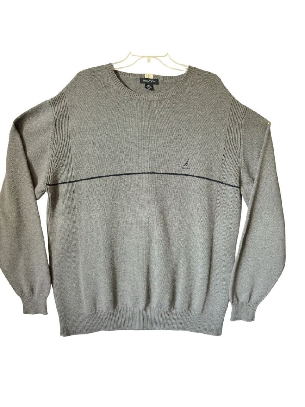 Vintage Nautica Mens XXL Sweater Crew Neck Pullover Gray Logo Cotton Horizontal - Picture 2 of 16